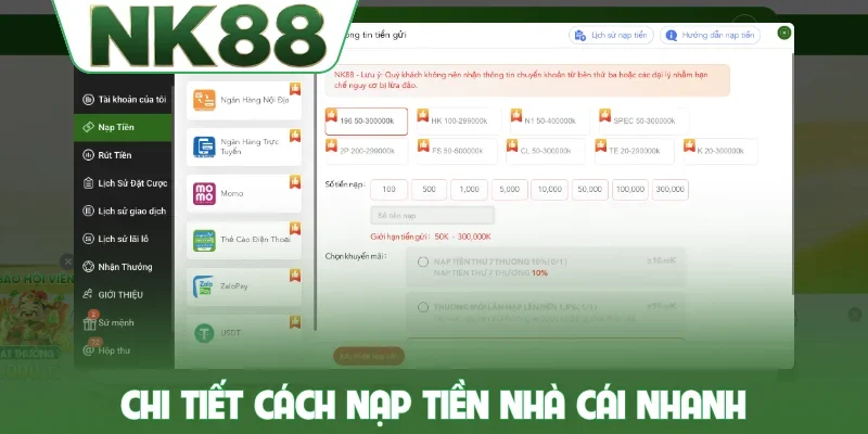 Chi tiết cách nạp tiền nhà cái nhanh