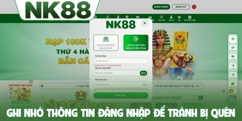 Ghi nhớ thông tin đăng nhập mới để tránh bị quên